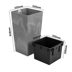 Цветочный горшок 49 л, имитация бетона, высота 61 см, пластиковый цветочный горшок, квадратная бетонная конструкция, серый бетон цена и информация | Вазоны | 220.lv