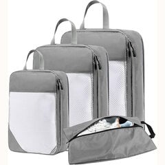 Компрессионный чехол Packing Cubes для багажных сумок, 4 части, серый цена и информация | Чемоданы, дорожные сумки | 220.lv