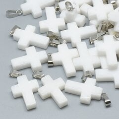 Dabīgs balts nefrīta kulons "Cross" 30x19x6 mm. 1 gab cena un informācija | Rotu veidošana, pērļošana | 220.lv