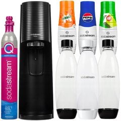 Saturator SodaStream Terra viena pudele + 2 pudeles baltā un melnā drošinātāja + Pepsi + Mirinda + 7up cena un informācija | Gāzētā ūdens aparāti | 220.lv