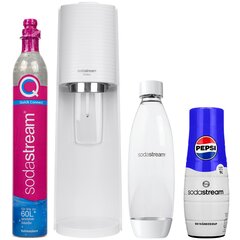 SodaStream Terra White sūcējs + viena pudele + SodaStream Pepsi sīrups cena un informācija | Gāzētā ūdens aparāti | 220.lv