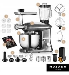 Virtuves kombains Mozano Kitchen Assistant, 2300W, pelēks цена и информация | Кухонный комбайн | 220.lv