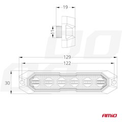 Plāns mirgotājs režģim 12/24V 6*3W LED R65 R10 129*30 cena un informācija | Auto piederumi | 220.lv