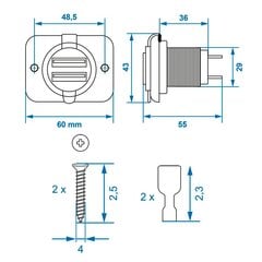 2 разъема USB с рамкой цена и информация | Авто принадлежности | 220.lv