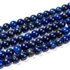 Dabīgais Lapis Lazuli Pērlītes 8mm Zilais, 22gab/18cm/vītne cena un informācija | Rotu veidošana, pērļošana | 220.lv