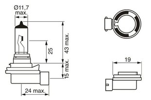 Bosch H8 12V 35W Pure Light kartona kārba 1gab cena un informācija | Auto spuldzes | 220.lv