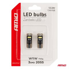 LED spuldzes canbus T10e W5W 3*2055 SMD balts 12/24V cena un informācija | Auto spuldzes | 220.lv