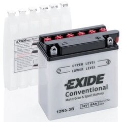 12В 5Ач 12N5-3B 120x60x130-+ Exide цена и информация | Мото аккумуляторы | 220.lv