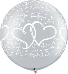 Lateksa komplekts 'Entwined Hearts Silver' 90 cm, 2 gab cena un informācija | Baloni | 220.lv