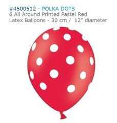 Lateksa komplekts 'Polka Dots' 30 cm (6 gab.) cena un informācija | Baloni | 220.lv