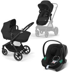 3in1 ratiņu rāmis melns + adapteri + Aton B2 I izmēra sēdeklis Moon Black Cybex Eos Basic cena un informācija | Bērnu rati | 220.lv