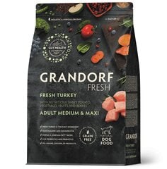 Grandorf Fresh barība vidējo un lielo šķirņu pieaugušiem suņiem, ar tītara gaļu, 10kg цена и информация | Сухой корм для собак | 220.lv