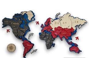 Melnbalta sarkana 3D pasaules karte, izmērs XL cena un informācija | Pasaules kartes | 220.lv