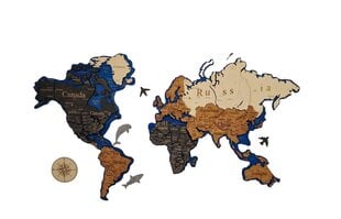 3D pasaules karte, melna/brūna cena un informācija | Pasaules kartes | 220.lv