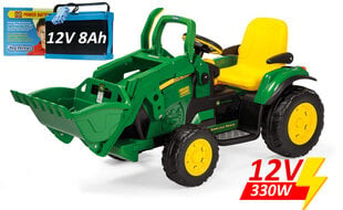 Vienvietīgs bērnu elektriskais traktors Peg Perego John Deere Ground Loader, zaļš/dzeltens cena un informācija | Bērnu elektroauto | 220.lv