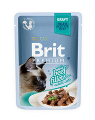 Brit Premium Cat Fillets in Gravy ar liellopa gaļu, 24x85 g cena un informācija | Konservi kaķiem | 220.lv