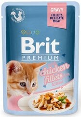 Brit Premium Cat Fillets in Gravy Kitten jauniem kaķēniem, ar vistas gaļu, 24x85 g cena un informācija | Konservi kaķiem | 220.lv