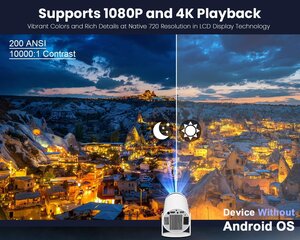 Мини-проектор Magcubic поддерживает 4K и Full HD 1080P, вращающийся на 180° цена и информация | Проекторы | 220.lv