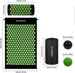 TOMSHOO Akupresūras komplekts - melns un zaļš, 68 x 42 cm cena un informācija | Masāžas piederumi | 220.lv
