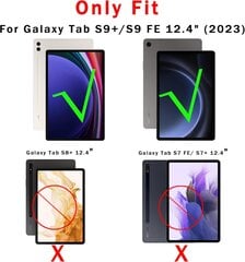 ROOFEI Galaxy Tab S9 FE+/S9 Plus korpuss ar tastatūru: 12,4 collu Galaxy Tab S9+ noņemama tastatūra ar skārienpaliktni cena un informācija | Somas, maciņi | 220.lv