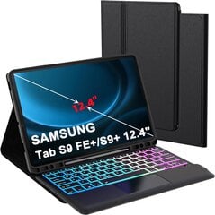 ROOFEI Galaxy Tab S9 FE+/S9 Plus korpuss ar tastatūru: 12,4 collu Galaxy Tab S9+ noņemama tastatūra ar skārienpaliktni cena un informācija | Somas, maciņi | 220.lv