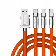 USB ātrās uzlādes kabelis 3in1 Type-C, Lightning(IPhone), Micro-usb 120w cena un informācija | Adapteri un USB centrmezgli | 220.lv