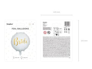 Folijas balons Bride, 45cm, balts cena un informācija | Baloni | 220.lv