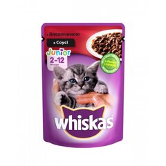 Whiskas Junior jauniem kaķēniem, ar liellopu gaļu, 18+6x100 g cena un informācija | Konservi kaķiem | 220.lv