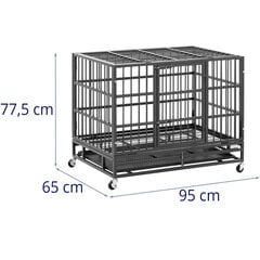 Dzīvnieku transportēšanas būris suņiem uz riteņiem 95 x 65 x 77,4 cm cena un informācija | Dārza instrumenti | 220.lv