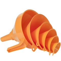 Universālu HDPE piltuvju komplekts 50-75-100-120-150-160 mm oranžs cena un informācija | Rokas instrumenti | 220.lv