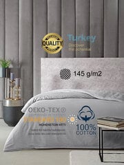 Premium Stripe sudraba satīna kokvilna, 4-daļīgs gultas veļas komplekts, Karna Home Hotel Line, 200x220 cena un informācija | Gultas veļas komplekti | 220.lv