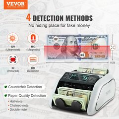 Счетчик денег Vevor, USD-EUR, LCD цена и информация | Детекторы валют | 220.lv