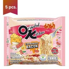 Ātri pagatavojamās nūdeles Oriental Kitchen Mama Carbonara, 5 x 85g cena un informācija | Uzkodas, čipsi | 220.lv