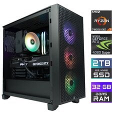 Компьютер MonsterX Ryzen 7 7800X3D 32GB 2TB NVME RTX4080S цена и информация | Стационарные компьютеры | 220.lv