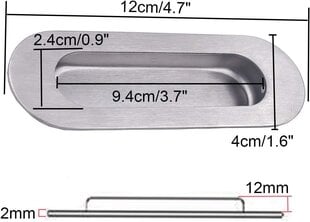 Newzc Durvju Rokturi, Sudraba Krāsā , 2 Gab., 12 X 4 Cm cena un informācija | Mēbeļu rokturi | 220.lv