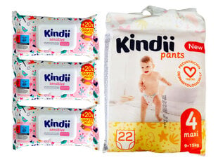 KINDII MAXI Bērnu Biksītes 9-15kg + 3 Gab. Kindii Sensitive cena un informācija | Autiņbiksītes | 220.lv