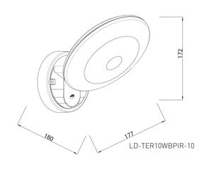 LED fasādes apgaismojums ar kustības sensoru TERRO, 10W, 1200lm, IP54, AC220-240V, 50/60Hz, 4000K, melns, LD-TER10WBPIR-10 cena un informācija | Āra apgaismojums | 220.lv