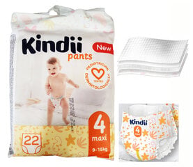 KINDII Bērnu Autiņbiksītes Maxi, 4. Izmērs, 9-15 kg, 3 iepakojumos cena un informācija | Autiņbiksītes | 220.lv