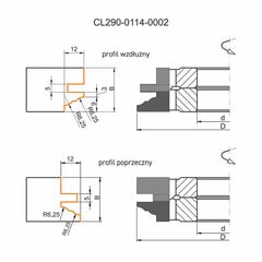 GLOBUS Комплект для изготовления дверной коробки 114x40x4Z H22-27 мм / Профиль B цена и информация | Фрезы | 220.lv