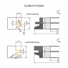 GLOBUS Комплект для изготовления дверной коробки 114x40x4Z H22-27 мм / Профиль C цена и информация | Фрезы | 220.lv