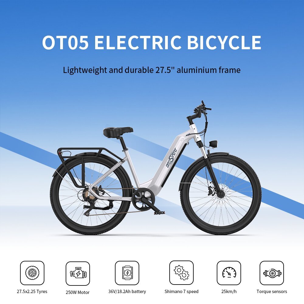 Elektriskais velosipēds Onesport OT05 27,5'', balts cena un informācija | Elektrovelosipēdi | 220.lv