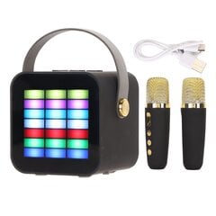 Bērnu mini karaoke mašīna BT 5.3 LED apgaismojuma efektu bezvadu Bluetooth skaļrunis ar 2 mikrofoniem ballītēm cena un informācija | Skaļruņi | 220.lv