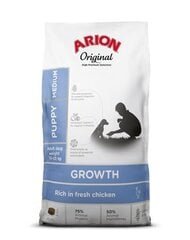 Arion Original Growth vidējas šķirnes kucēniem, ar vistu, 12 kg cena un informācija | Sausā barība suņiem | 220.lv