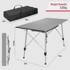 Kempinga galds -''HB'', salokāms, regulējams augstums, 90x45 cm, izgatavots no alumīnija, ar pārnēsāšanas somu, uzglabāšanas vieta, viegls, āra/iekštelpu, melns/sudrabs. cena un informācija | Dārza galdi | 220.lv