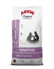 Arion Original Sensitive Adult pieaugušiem vidējo šķirņu suņiem, ar jēru, 12 kg cena un informācija | Sausā barība suņiem | 220.lv