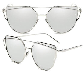 GLAM ROCK SILVER CAT EYE SUDRABA BRILLES cena un informācija | Saulesbrilles sievietēm | 220.lv