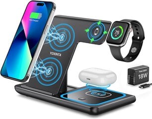 Bezvadu lādētājs 3 in 1 iPhone, Apple Watch, AirPods - Melns cena un informācija | Lādētāji un adapteri | 220.lv