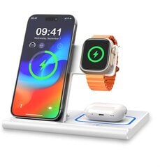 EXW Bezvadu lādētājs Apple Watch, iPhone 15 14 13 12 11 & AirPods - Balts cena un informācija | Portatīvie datori | 220.lv