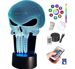 Punisher Skull RGB LED PLEXIDO naktslampa cena un informācija | Galda lampas | 220.lv