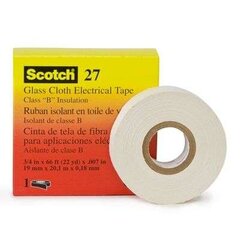 Lente 3M Scotch 27 stiklašķiedras elektroizolācija 177mkm, balta, 38mm*55m cena un informācija | Rokas instrumenti | 220.lv